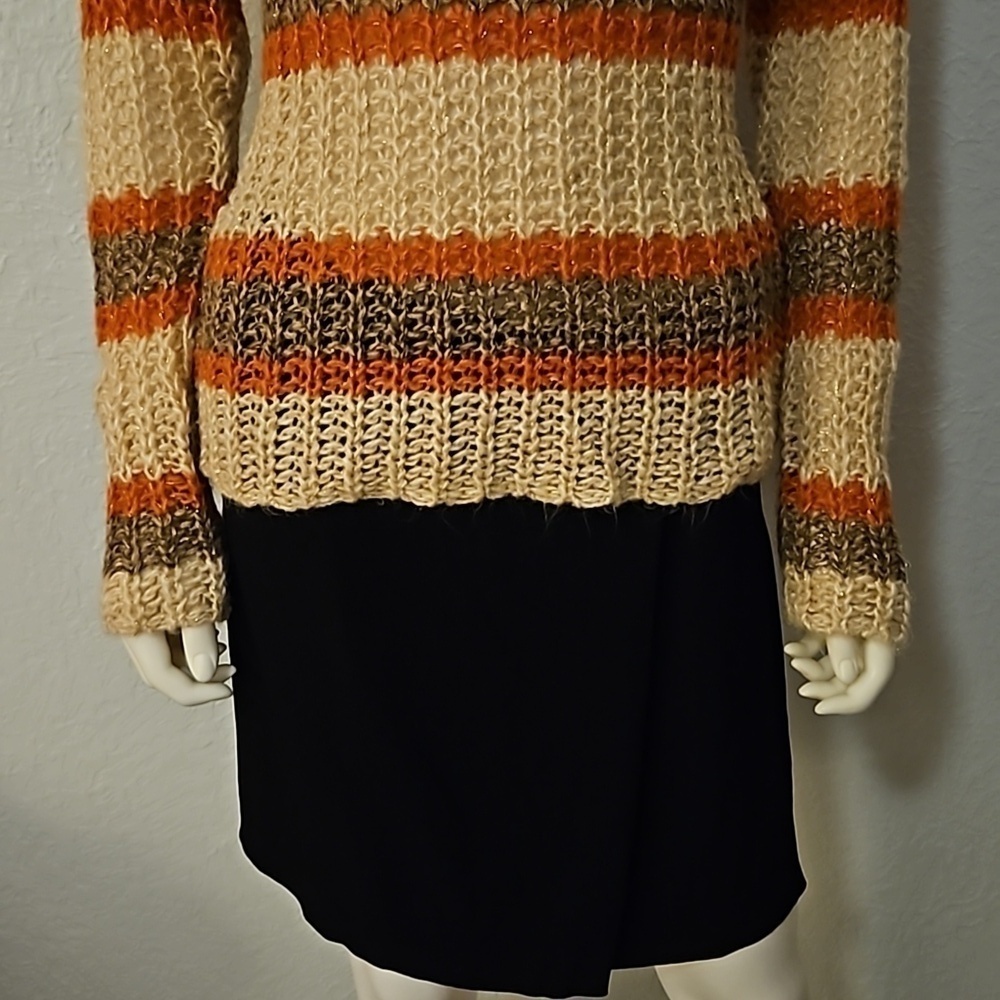 ASHLEY Y2k Striped Metallic Open Crochet Peekaboo Sweater - Picture 5 of 8
